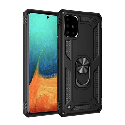 Samsung Galaxy A71 Kılıf Sofya Yüzüklü Silikon Kapak - Siyah