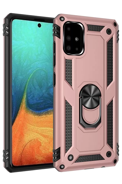 Samsung Galaxy A71 Kılıf Sofya Yüzüklü Silikon Kapak - Rose