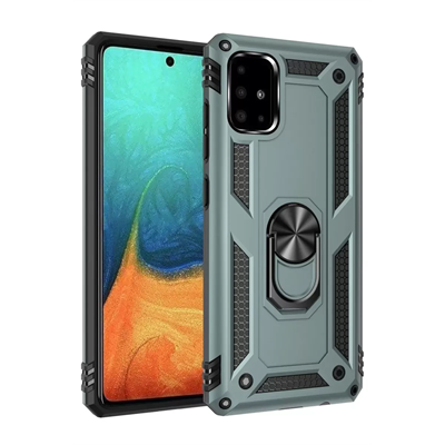 Samsung Galaxy A71 Kılıf Sofya Yüzüklü Silikon Kapak - Yeşil
