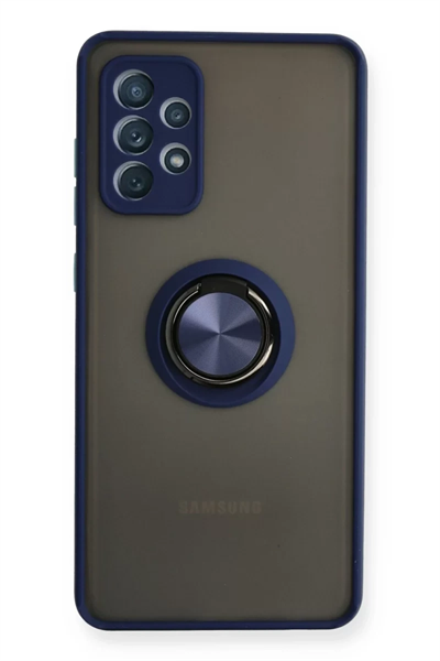 Samsung Galaxy A72 Kılıf Montreal Yüzüklü Silikon Kapak - Lacivert