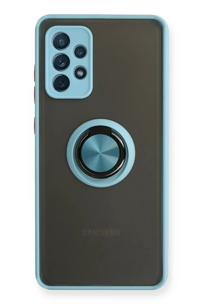 Samsung Galaxy A72 Kılıf Montreal Yüzüklü Silikon Kapak - Buz Mavi