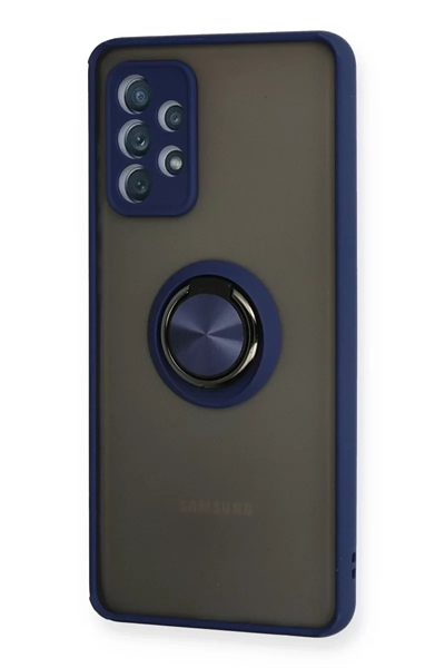 Samsung Galaxy A72 Kılıf Montreal Yüzüklü Silikon Kapak - Lacivert