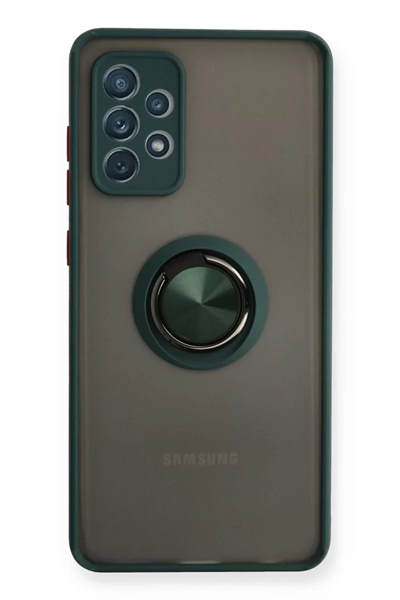 Samsung Galaxy A72 Kılıf Montreal Yüzüklü Silikon Kapak - Yeşil