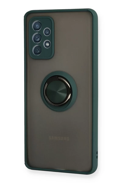 Samsung Galaxy A72 Kılıf Montreal Yüzüklü Silikon Kapak - Yeşil