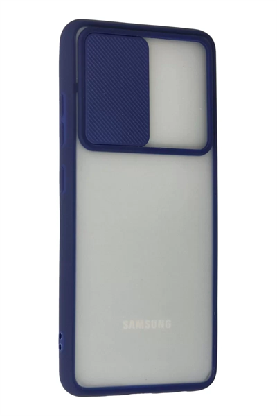 Samsung Galaxy A72 Kılıf Palm Buzlu Kamera Sürgülü Silikon - Lacivert