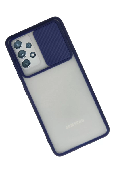 Samsung Galaxy A72 Kılıf Palm Buzlu Kamera Sürgülü Silikon - Lacivert