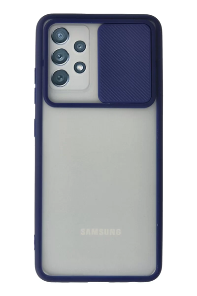Samsung Galaxy A72 Kılıf Palm Buzlu Kamera Sürgülü Silikon - Lacivert