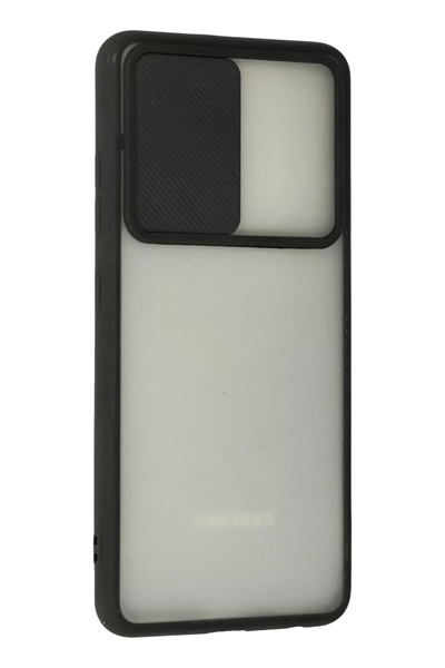 Samsung Galaxy A72 Kılıf Palm Buzlu Kamera Sürgülü Silikon - Siyah