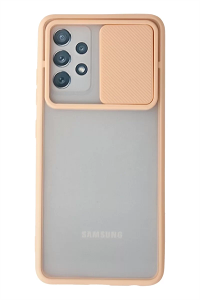 Samsung Galaxy A72 Kılıf Palm Buzlu Kamera Sürgülü Silikon - Pembe