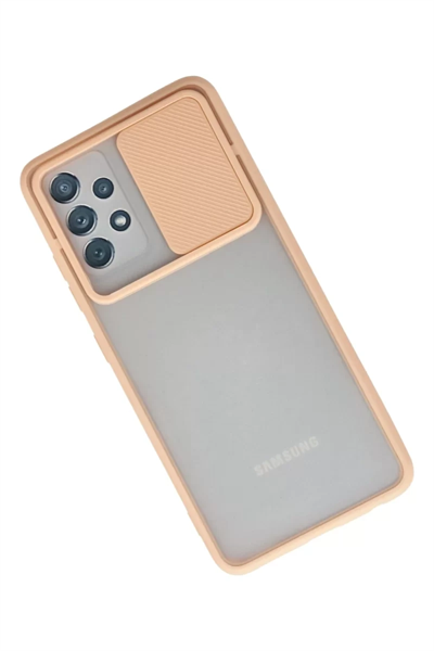 Samsung Galaxy A72 Kılıf Palm Buzlu Kamera Sürgülü Silikon - Pembe