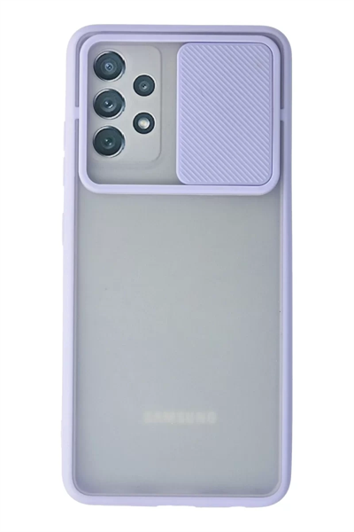 Samsung Galaxy A72 Kılıf Palm Buzlu Kamera Sürgülü Silikon - Lila