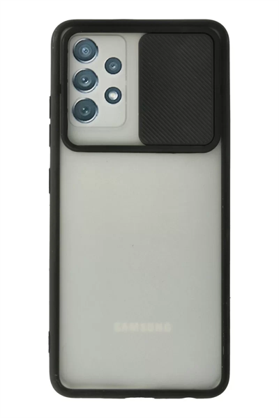 Samsung Galaxy A72 Kılıf Palm Buzlu Kamera Sürgülü Silikon - Siyah