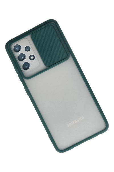 Samsung Galaxy A72 Kılıf Palm Buzlu Kamera Sürgülü Silikon - Yeşil