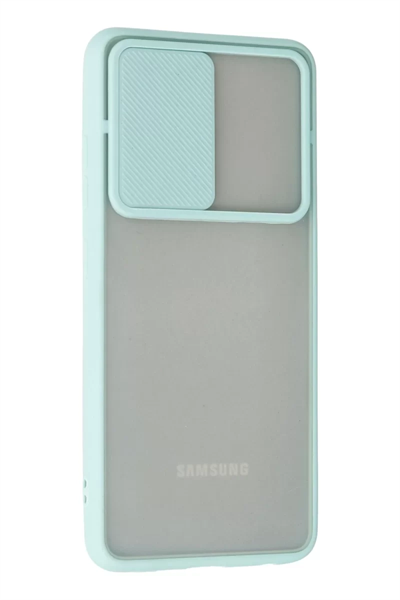Samsung Galaxy A72 Kılıf Palm Buzlu Kamera Sürgülü Silikon - Turkuaz