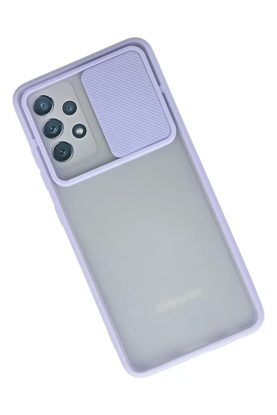 Samsung Galaxy A72 Kılıf Palm Buzlu Kamera Sürgülü Silikon - Lila