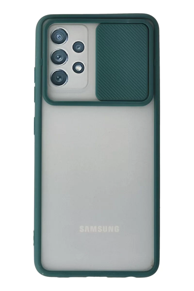 Samsung Galaxy A72 Kılıf Palm Buzlu Kamera Sürgülü Silikon - Yeşil
