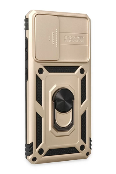 Samsung Galaxy A72 Kılıf Pars Lens Yüzüklü Silikon - Gold