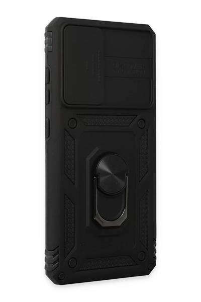 Samsung Galaxy A72 Kılıf Pars Lens Yüzüklü Silikon - Siyah