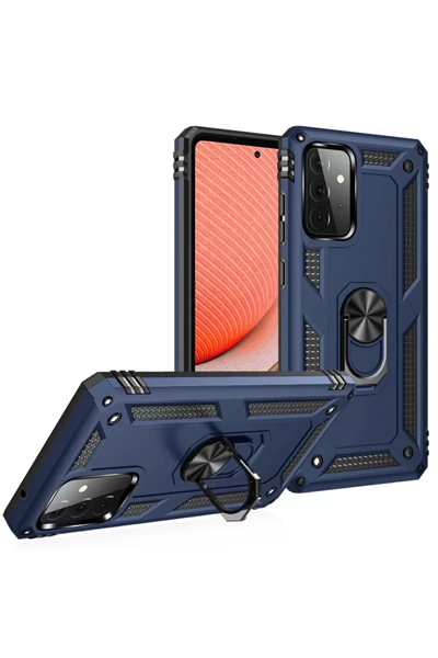 Samsung Galaxy A72 Kılıf Sofya Yüzüklü Silikon Kapak - Lacivert
