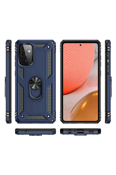 Samsung Galaxy A72 Kılıf Sofya Yüzüklü Silikon Kapak - Lacivert