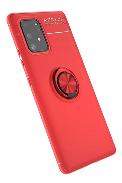 Samsung Galaxy A91 / S10 Lite Kılıf Range Yüzüklü Silikon - Kırmızı
