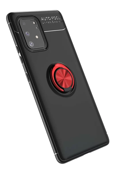 Samsung Galaxy A91 / S10 Lite Kılıf Range Yüzüklü Silikon - Siyah-Kırmızı