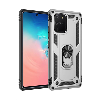 Samsung Galaxy A91 / S10 Lite Kılıf Sofya Yüzüklü Silikon Kapak - Gümüş