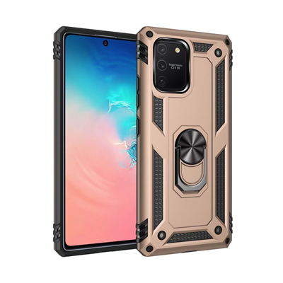 Samsung Galaxy A91 / S10 Lite Kılıf Sofya Yüzüklü Silikon Kapak - Gold