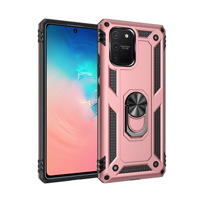 Samsung Galaxy A91 / S10 Lite Kılıf Sofya Yüzüklü Silikon Kapak - Rose