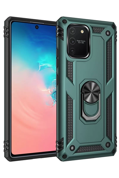 Samsung Galaxy A91 / S10 Lite Kılıf Sofya Yüzüklü Silikon Kapak - Yeşil