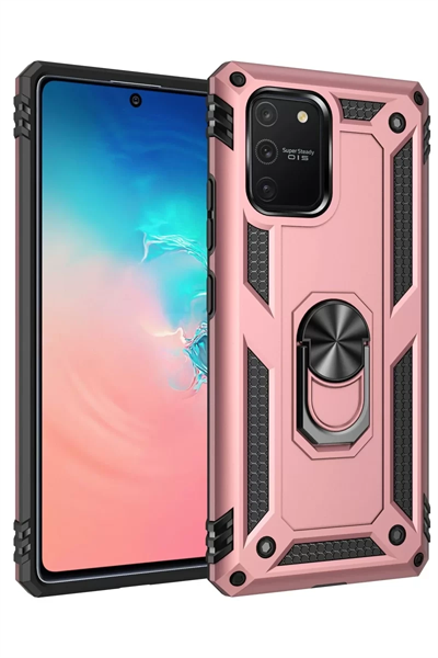Samsung Galaxy A91 / S10 Lite Kılıf Sofya Yüzüklü Silikon Kapak - Rose
