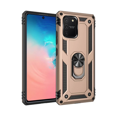 Samsung Galaxy A91 / S10 Lite Kılıf Sofya Yüzüklü Silikon Kapak - Gold