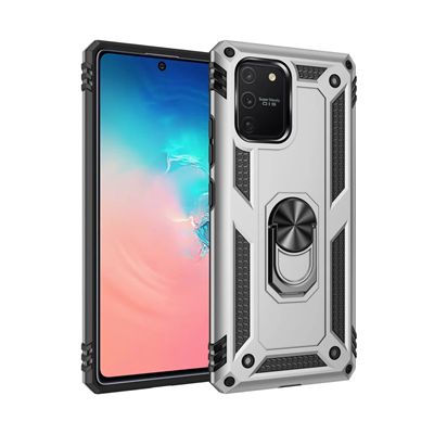 Samsung Galaxy A91 / S10 Lite Kılıf Sofya Yüzüklü Silikon Kapak - Gümüş