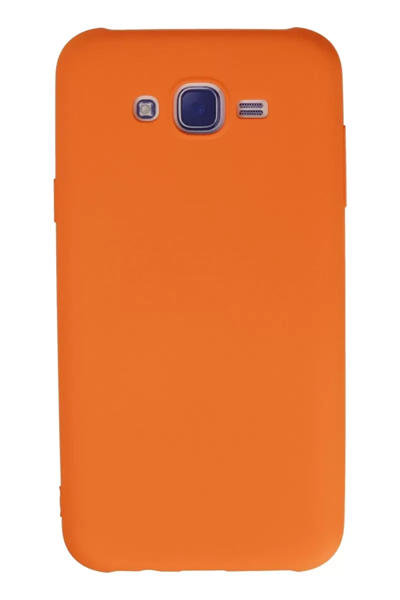 Samsung Galaxy J7 Kılıf Nano içi Kadife Silikon - Turuncu