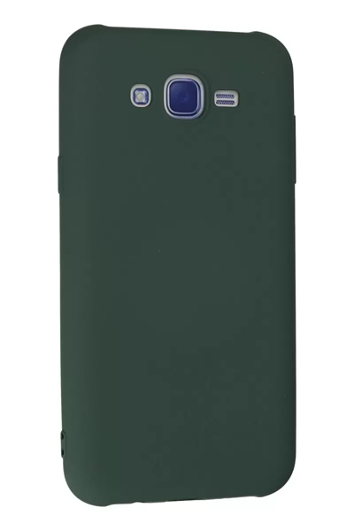 Samsung Galaxy J7 Kılıf Nano içi Kadife Silikon - Koyu Yeşil