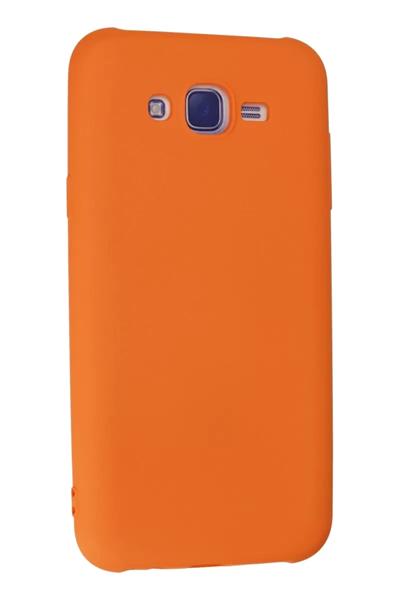 Samsung Galaxy J7 Kılıf Nano içi Kadife Silikon - Turuncu