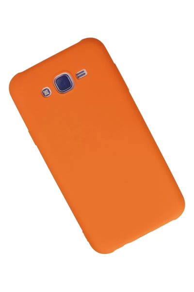 Samsung Galaxy J7 Kılıf Nano içi Kadife Silikon - Turuncu
