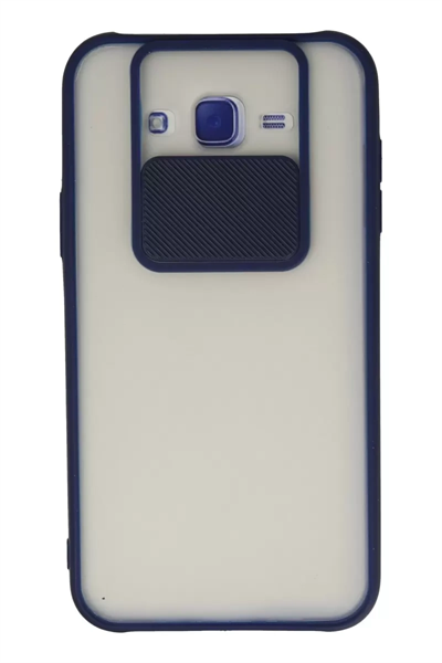 Samsung Galaxy J7 Kılıf Palm Buzlu Kamera Sürgülü Silikon - Lacivert