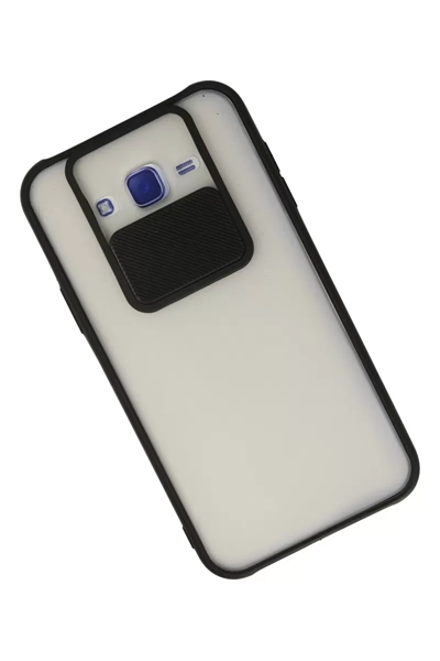 Samsung Galaxy J7 Kılıf Palm Buzlu Kamera Sürgülü Silikon - Siyah