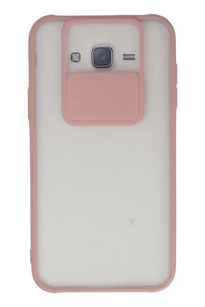 Samsung Galaxy J7 Kılıf Palm Buzlu Kamera Sürgülü Silikon - Pembe