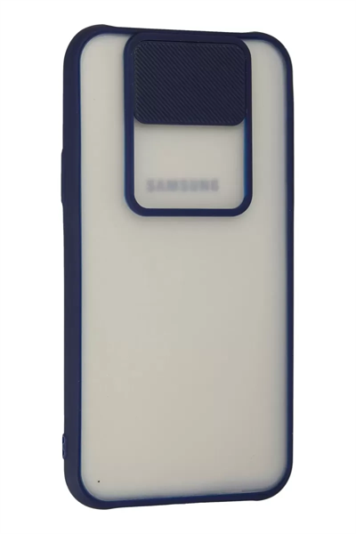 Samsung Galaxy J7 Kılıf Palm Buzlu Kamera Sürgülü Silikon - Lacivert
