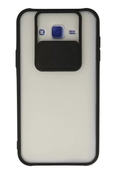 Samsung Galaxy J7 Kılıf Palm Buzlu Kamera Sürgülü Silikon - Siyah