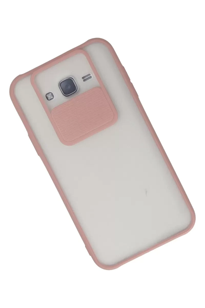 Samsung Galaxy J7 Kılıf Palm Buzlu Kamera Sürgülü Silikon - Pembe