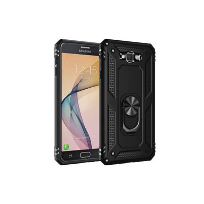 Samsung Galaxy J7 Kılıf Sofya Yüzüklü Silikon Kapak - Siyah