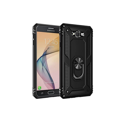 Samsung Galaxy J7 Kılıf Sofya Yüzüklü Silikon Kapak - Siyah