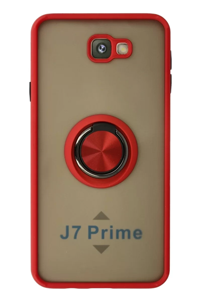 Samsung Galaxy J7 Prime Kılıf Montreal Yüzüklü Silikon Kapak - Kırmızı