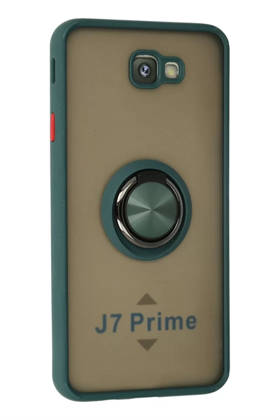 Samsung Galaxy J7 Prime Kılıf Montreal Yüzüklü Silikon Kapak - Yeşil