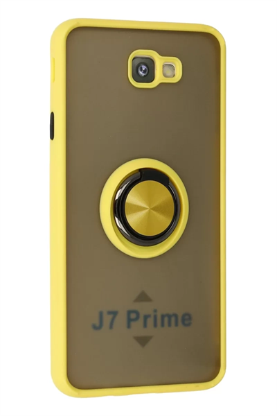 Samsung Galaxy J7 Prime Kılıf Montreal Yüzüklü Silikon Kapak - Sarı