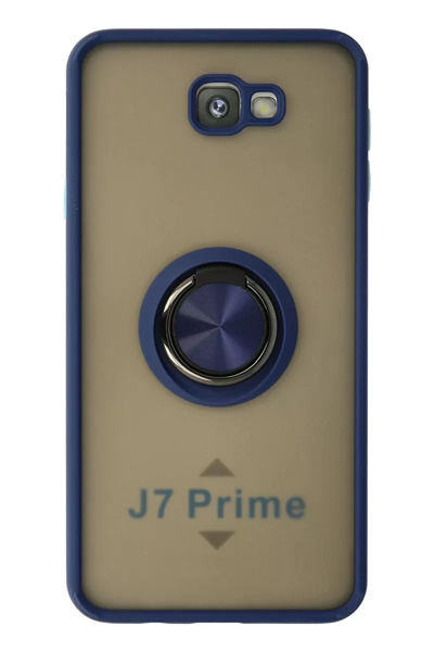 Samsung Galaxy J7 Prime Kılıf Montreal Yüzüklü Silikon Kapak - Lacivert