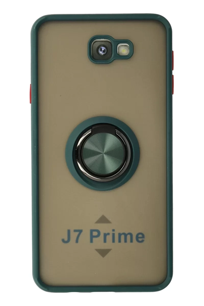 Samsung Galaxy J7 Prime Kılıf Montreal Yüzüklü Silikon Kapak - Yeşil